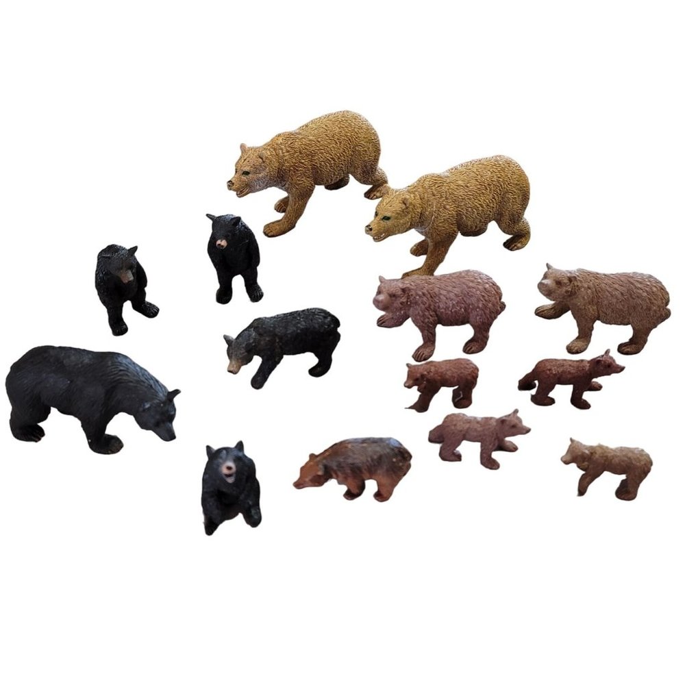 mini plastic figurine bears perfect for cake toppers, train sets, and diorama